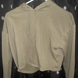 Divided Olive Green Cropped Hoodie
